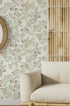 Papier peint intissé feuillage romantique beige Meilleur Choix