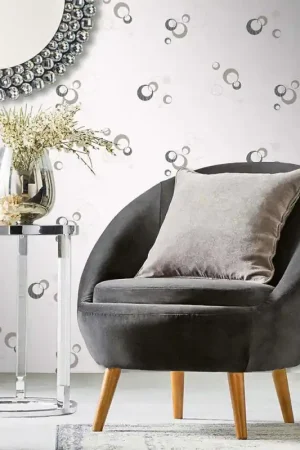 Bon Marché Papier peint Vinyle motif cercle taupe