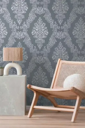 Expédié Aujourd'hui Papier peint intissé baroque gris anthracite AS Création