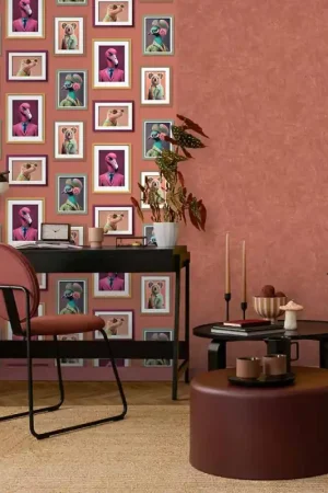 Papier peint intissé cadre d‘animaux rose corail Top Vente