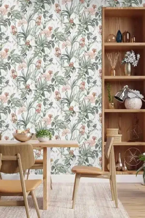 Prix Cassé Papier peint intissé d‘inspiration végétal et petits oiseaux