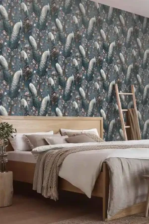 Meilleur Prix Papier peint intissé paon bleu ERISMANN