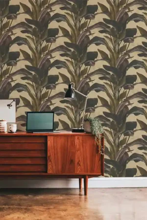Papier peint intissé lessivable motif végétal kaki AS CREATION Antonio Barcelona Meilleur Prix