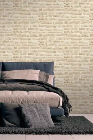 Papier peint intissé pierre beige crème Dernier Modèle