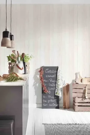 Papier peint intissé planche de bois blanc AS CREATION Soldes
