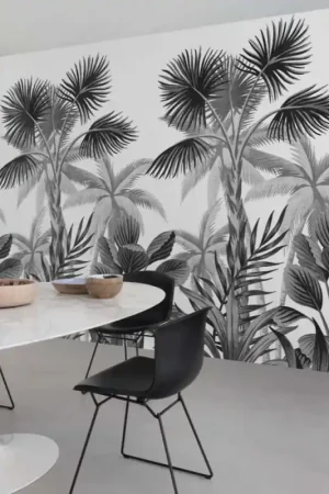 Papier peint panoramique intissé motif Jungle noir et blanc L 159 cm x H 280 cm Promotion Saisonnière