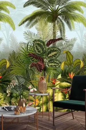 Bon Plan Papier peint panoramique intissé motif Jungle Tropical L 159 cm x H 280 cm