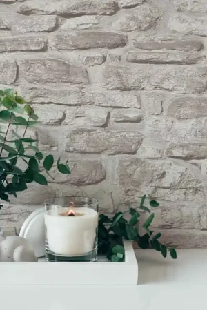 Papier peint intissé mur en pierre gris Prix Promo