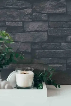 Must-Have Papier peint intissé pierre plate noir AS CREATION