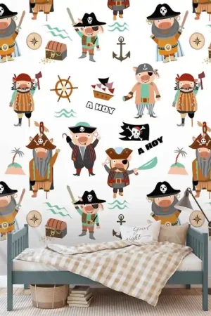 Achat Immédiat Papier peint panoramique en vinyl sur intissé Bateau pirate marron 371 H x 280 L cm