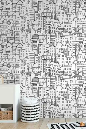 Satisfait Ou Remboursé Papier peint panoramique noir et blanc 159L x 280H cm