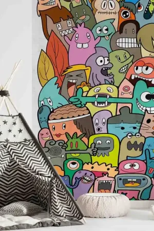 Papier peint panoramique intissé mignons multicolore 159L x 280H cm Meilleure Vente