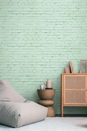 Prix Bas Papier peint panoramique intissé brique vert 159L x 280H cm