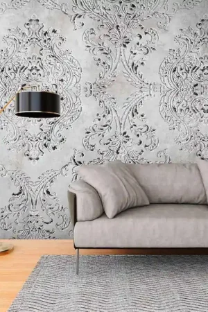Papier peint panoramique intissé Médicis noir et blanc 159L x 280H cm Prix Cassé