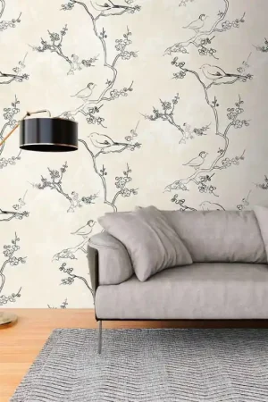 Nouvel Arrivage Papier peint panoramique intissé feuillage beige L159 x 280H cm