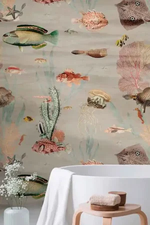 Achat Immédiat Papier peint panoramique intissé océan pastel L159 x 280H cm