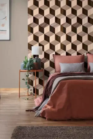 Dernier Modèle Papier peint panoramique damier 3D rose L159 x 280H cm