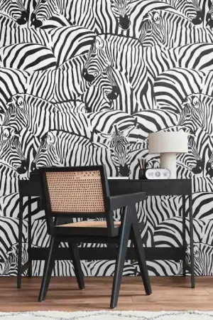 Offre Du Jour Papier peint panoramique zèbre noir et blanc L159 x 280H cm