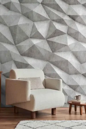 Prix Promo Papier peint panoramique prisme 3D gris L159 x 280H cm