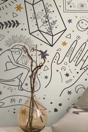 Seulement Aujourd'hui Papier peint panoramique dessin noir L159 x 280H cm