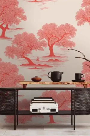 Nouvel Arrivage Papier peint panoramique pin rouge L159 x 280H cm