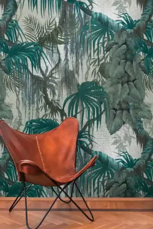 Jusqu'à Épuisement Des Stocks Papier peint panoramique tropical végétal bleu L159 x 280H cm