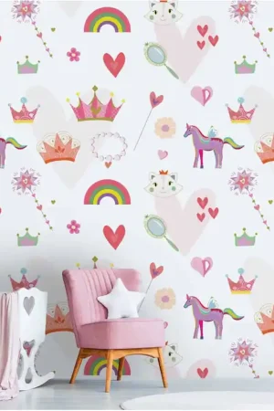 Papier peint panoramique en vinyl sur intissé Licorne rose 280 H x 159 L cm Offre Spéciale
