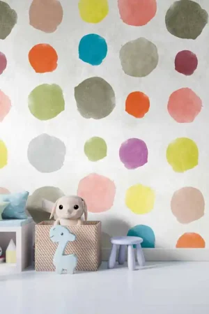 Paiement Sécurisé Papier peint panoramique en vinyl sur intissé Pois multicolore 280 H x 159 L cm