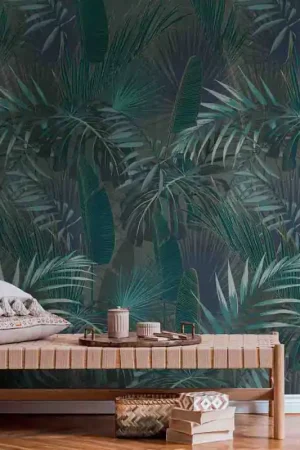 Papier peint panoramique en vinyle sur intissé jungle de nuit vert L 159 x H 280 cm AS CREATION Retour Gratuit