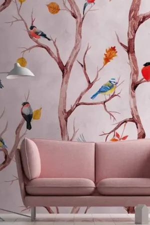 Bon Marché Papier peint panoramique en vinyle sur intissé oiseau rose L 159 x H 280 cm AS CREATION