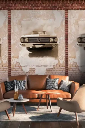 Papier peint panoramique en vinyle sur intissé route 66 beige L 159 x H 280 cm AS CREATION Nouvel Arrivage