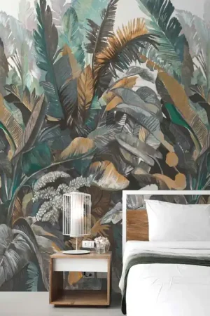 Papier peint panoramique en vinyle sur intissé jungle ocre L 159 x H 280 cm AS CREATION Prix Choc
