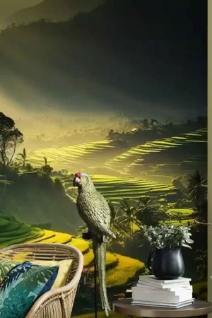 Papier peint panoramique intissé rizière Java vert L 150 x H 270 cm ERISMANN Certifié