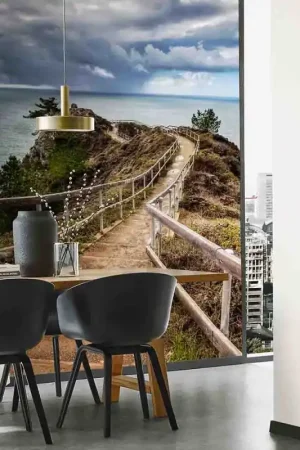 Papier peint panoramique intissé chemin océan L 150 x H 270 cm ERISMANN Usine Directe