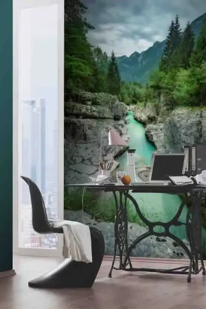Affaire À Saisir Papier peint panoramique intissé rivière vert L 150 x H 270 cm ERISMANN