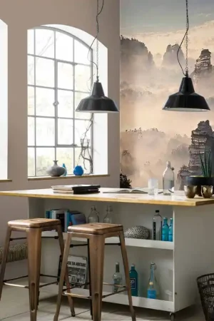 Papier peint panoramique intissé asian vallée gris L 150 x H 270 cm ERISMANN Prix Promo