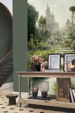 Offre Du Jour Papier peint panoramique intissé jardin magique vert L 150 x H 270 cm ERISMANN