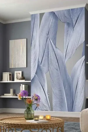 Offre Limitée Papier peint panoramique intissé tropical summer feuillage bleu L 150 x H 270 cm ERISMANN