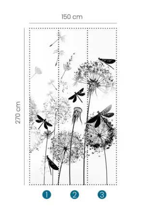 Populaire Papier peint panoramique intissé spring floral gris L 150 x H 270 cm ERISMANN