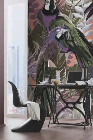 Dernier Modèle Papier peint panoramique intissé tropical perroquet violet L 150 x H 270 cm ERISMANN