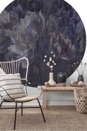 Papier peint panoramique intissé floral "Queen of Night" bleu Diam.140 cm ERISMANN Paiement Sécurisé
