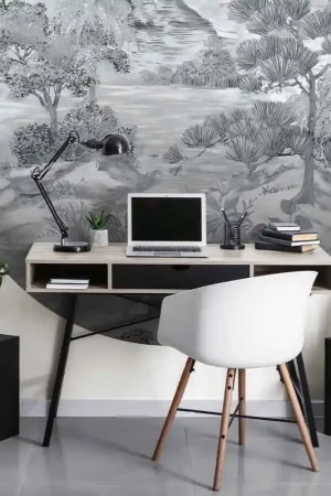 Papier peint panoramique intissé paysage Fuji-Yama gris Diam.140 cm ERISMANN Marque