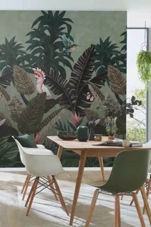 Offre Du Jour Papier peint panoramique intissé tropical twilight vert L 150 x H 270 cm ERISMANN