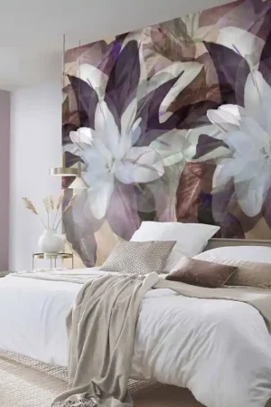 Affaire À Saisir Papier peint panoramique intissé fleur azalée pourpre et beige L 150 x H 280 cm ERISMANN