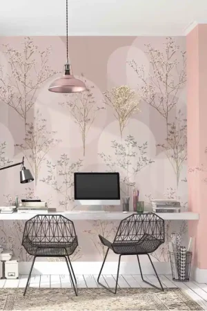 Papier peint panoramique intissé fleur séchée rose L 150 x H 280 cm ERISMANN Jusqu'à Épuisement Des Stocks