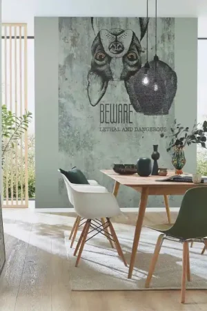 Prix Réduit Papier peint panoramique intissé chien bulldog vert L 150 x H 280 cm ERISMANN