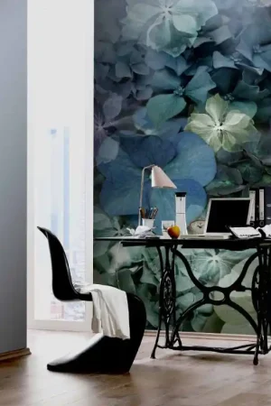 Meilleur Choix Papier peint panoramique intissé hortensia bleu L 150 x H 280 cm ERISMANN