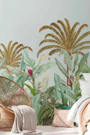 Papier peint panoramique en vinyle sur intissé tropical bleu L 265 x H 280 cm AS CREATION Retour Gratuit