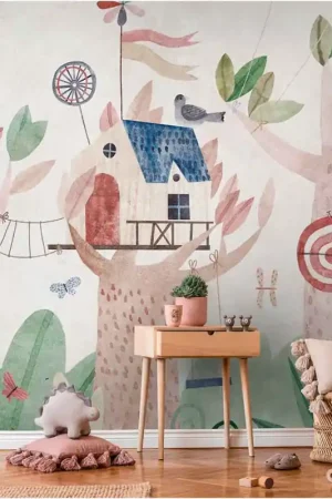 Usine Directe Papier peint panoramique Cabane dans les arbres 371L x 280H cm