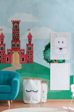 Papier peint panoramique en vinyl sur intissé Château rouge 371 H x 280 L cm Offre Du Jour